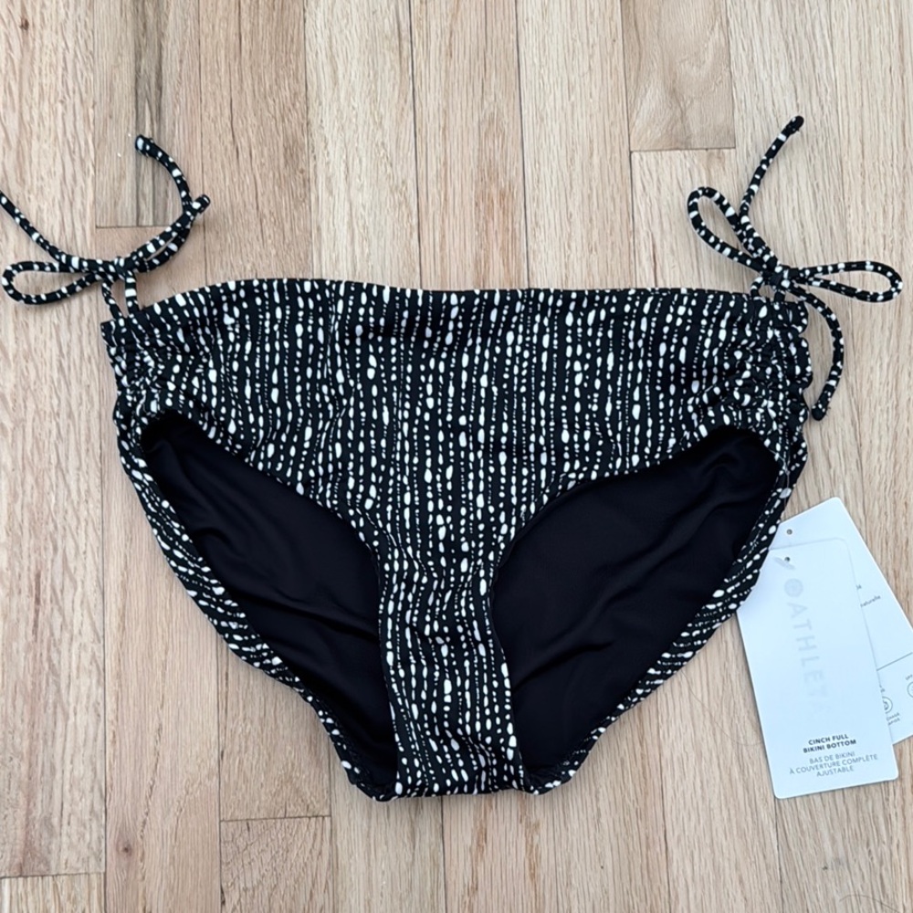 Athleta Black & White Dot Tie-Side Bikini Bottoms